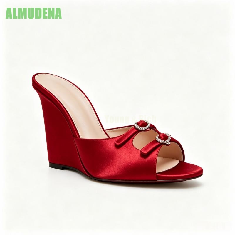 Slip Dress Satin - Sandálias de salto plataforma, estilo mule,