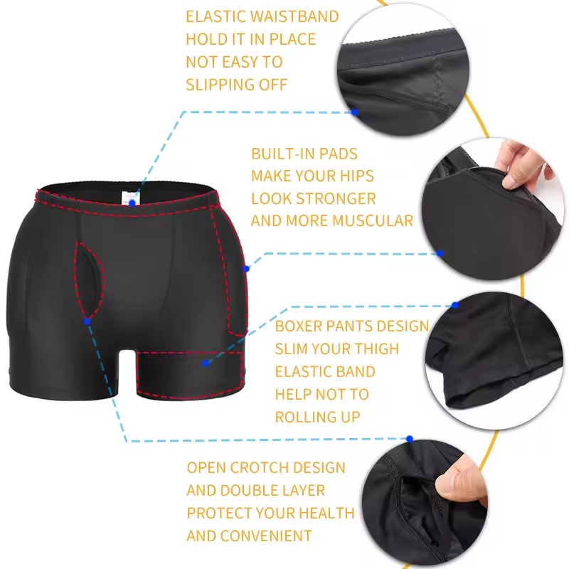 Homens acolchoados hip realçad - Boyshort Underwear avaliação e preço
