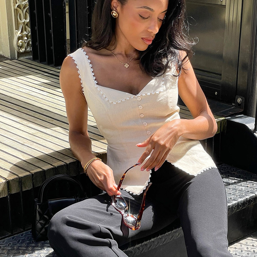 Linad Vintage Cáqui com Renda, - Cami Top Lace avaliação e preço